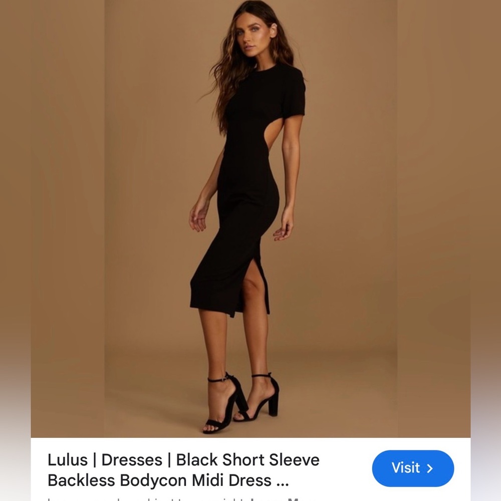 Lulu's Elegant Black Backless Midi Dress